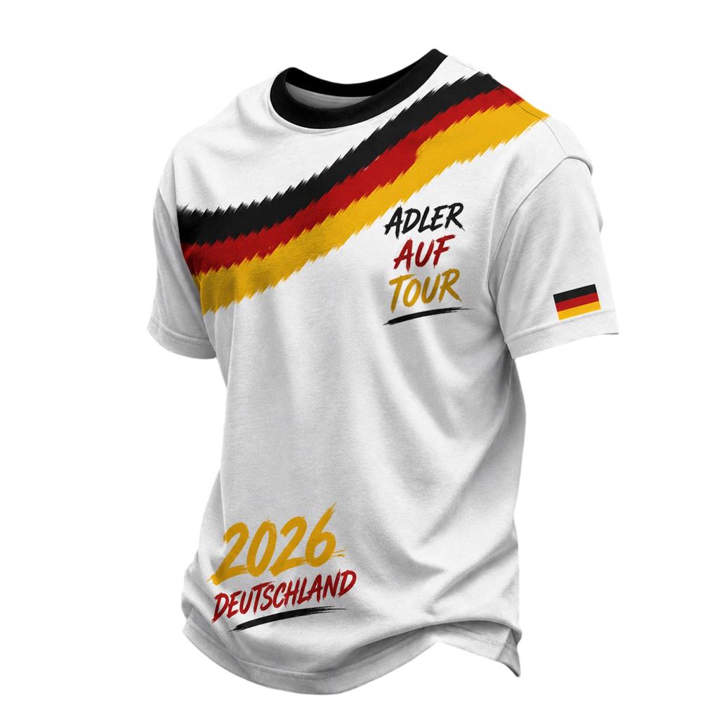 Men's Casual Short Sleeve T-Shirt Crew Neck German Flag Print Soccer Graphic Lightweight Summer Top