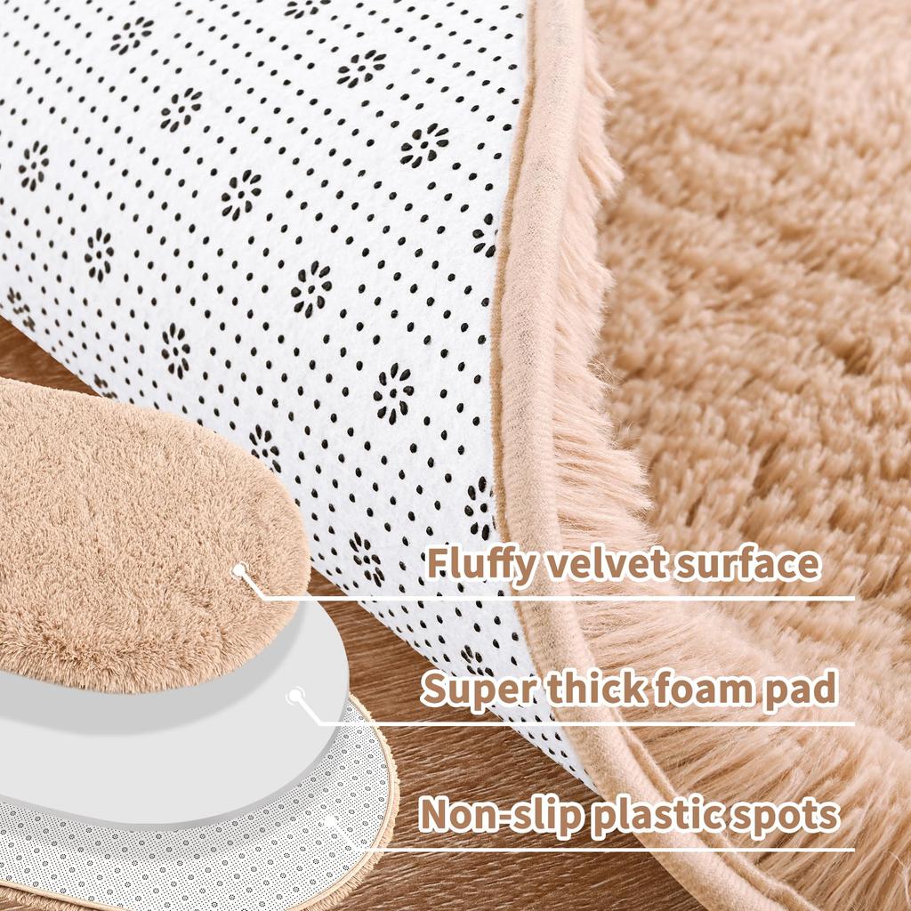 Oval Soft Silkly Plush Carpet Modern Home Decor Living Room Sofa Coffee Table Floor Rug Girl Bedroom Foot Mat Balcony Cushion