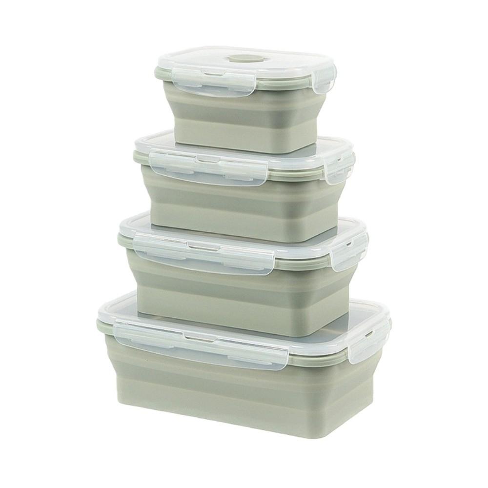 4pcs Large Capacity Silicone Lunch Box Rectangular Food Storage Container Fresh Keeping Box  Student