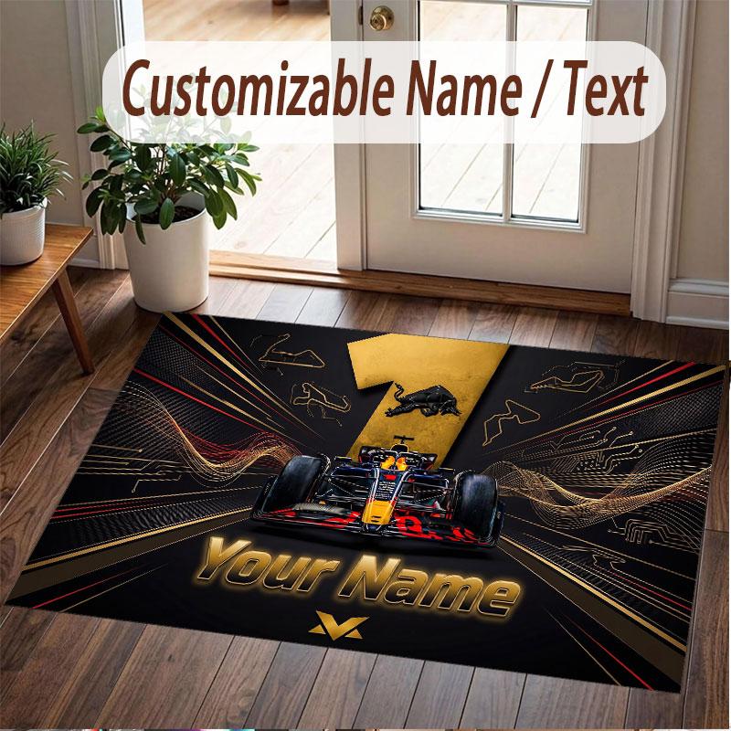Tappeto Personalizzato Modello Max Verstappen Stampa Nome Testo Morbido Antiscivolo Tappeto per Pavimento per Decorazione Interna Casa