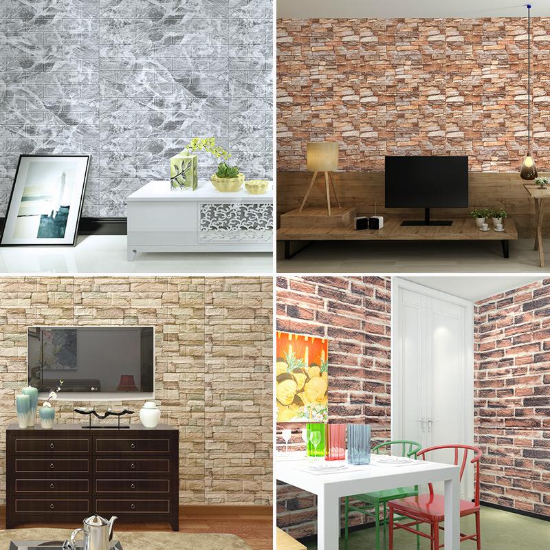 3D Self-Adhesive Brick Wall Stickers Peel and Stick Waterproof Foam Panels Removable Wallpaper for Bedroom Living Room Decor