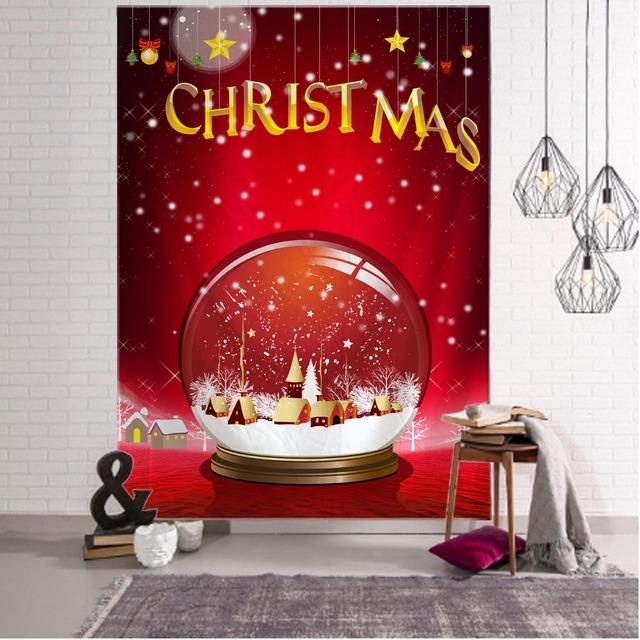 Świąteczny gobelin Prezenty świąteczne kominek Święty Mikołaj Choinka gobelin pokój akademik dekoracja wnętrz wisząca na ścianie