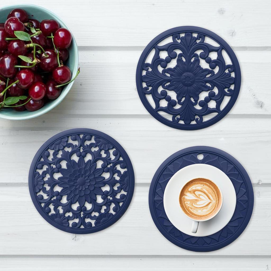 3 / Set Multifunctional Round Silicone Kitchen Countertop Tableware Non- Mat