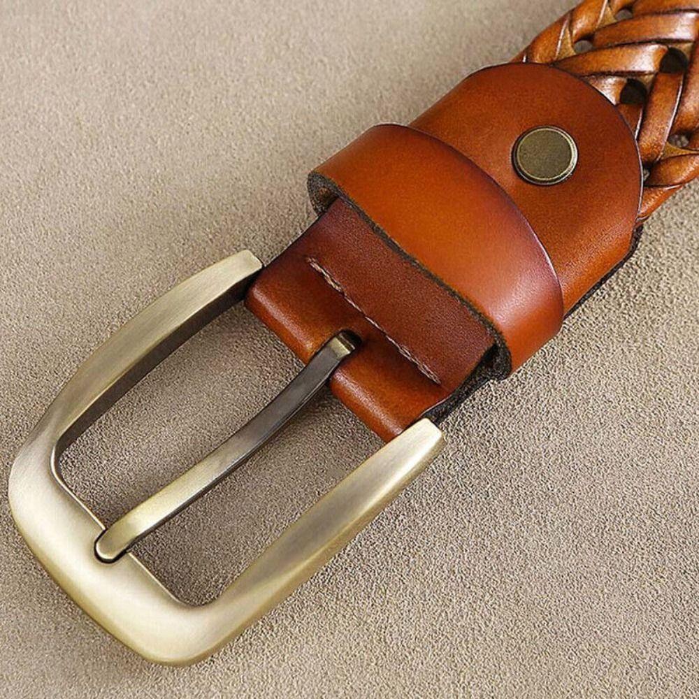 Zinc Zinc Alloy Men Weave Belt Retro Jeans Waistband Fashion Male Genuine Leather Belt  Ornament