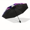 1pc Stunning Stained Glass Hummingbird Design Pattern Automatic Umbrella is Fashionable and Good-Looking, Suitable for Travel and Daily Use.R074
