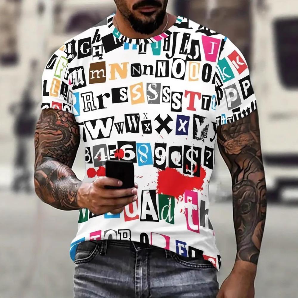 Summer Comfortable Fashionable Men's T-shirt Colorful Fun Printing Soft Comfortable Breathable Round Neck Short Sleeved T-shirt