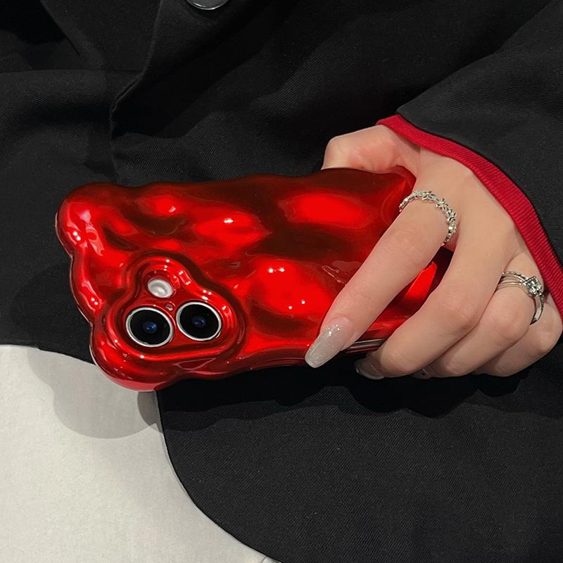 Модний червоний чохол для телефону з хвилями та бризками з ТПУ для iPhone Air 11 12 13 14 16 17 Pro Max 15 Plus, протиударна силіконова задня кришка