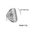 Cazador Hollow Flower of Life Women's Rings Adjustable Stainless Steel Open Rings Wedding Anniversary Jewelry Mother Day Gift