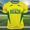 T-shirt con Stampa Bandiera del Brasile da Uomo per Sport all'Aperto Manica Corta Girocollo Top Larghi T-shirt Estiva Brasile Will Calcio