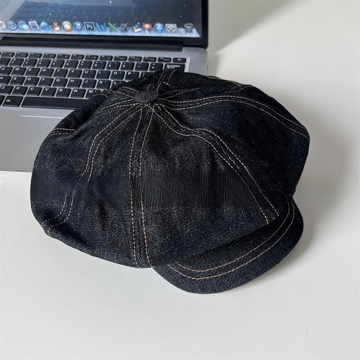 

Простая и базовая верхняя линия дизайна, маленькая восьмиугольная шляпа, которая подчеркивает лицо, литературная шляпа художника в британском стиле M（56-58cm）