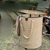 Outdoor Camping Foldable Trash Can Thickened Picnic Oxford Cloth Garden with Lid Portable Barbecue Fallen Leaves Elastic Bucket