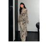 Spring Autumn Vintage Butterfly Printing Waist Slim Dress Women Long Sleeve Casual Bodycon Robe Vestidos