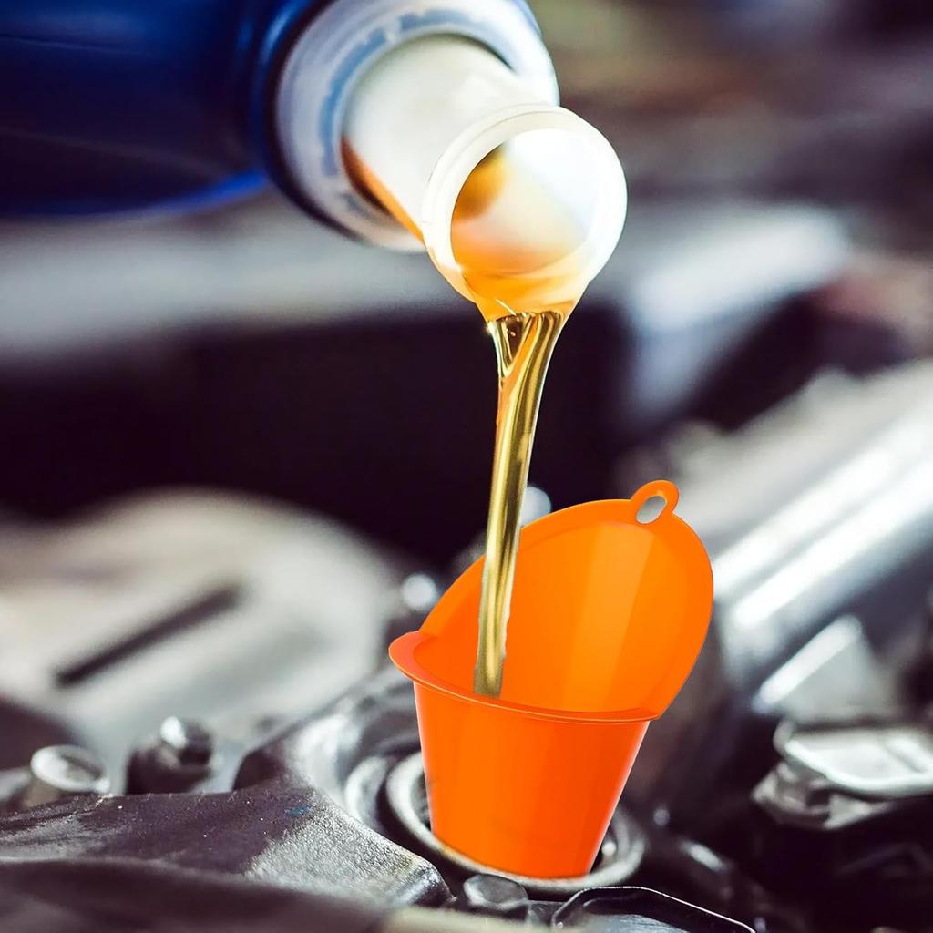 2-Pack Long Neck Multi-Purpose Spill Saver Plastic Funnel For Filling Automotive Oils, Lubricants, Engine Oils, Water, Diesel Fuel, Kerosene And