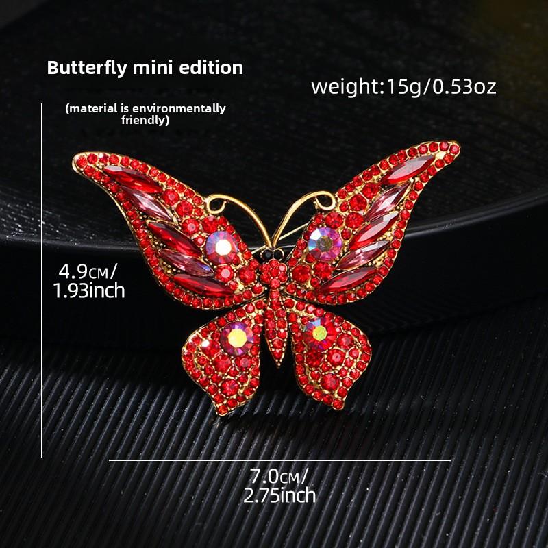 Vintage Crystal Diamond Butterfly Brooch Women's Premium Sense Animal Insect Brooch Clothing Accessories Eco-Friendly Brooch