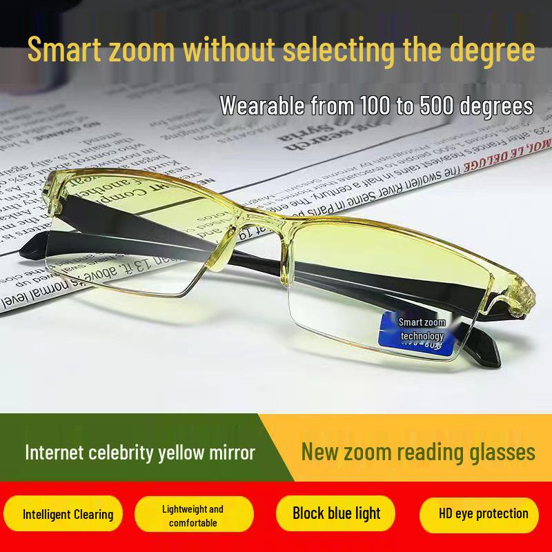 SmartZoom Rimless Reading Glasses with Auto Diopter & Blue Light Filter