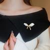 Women Brooch Imitation Pearls Bow Shape Anti-Wear Lapel Pin Scarves Shawls Bags Badge Fashion