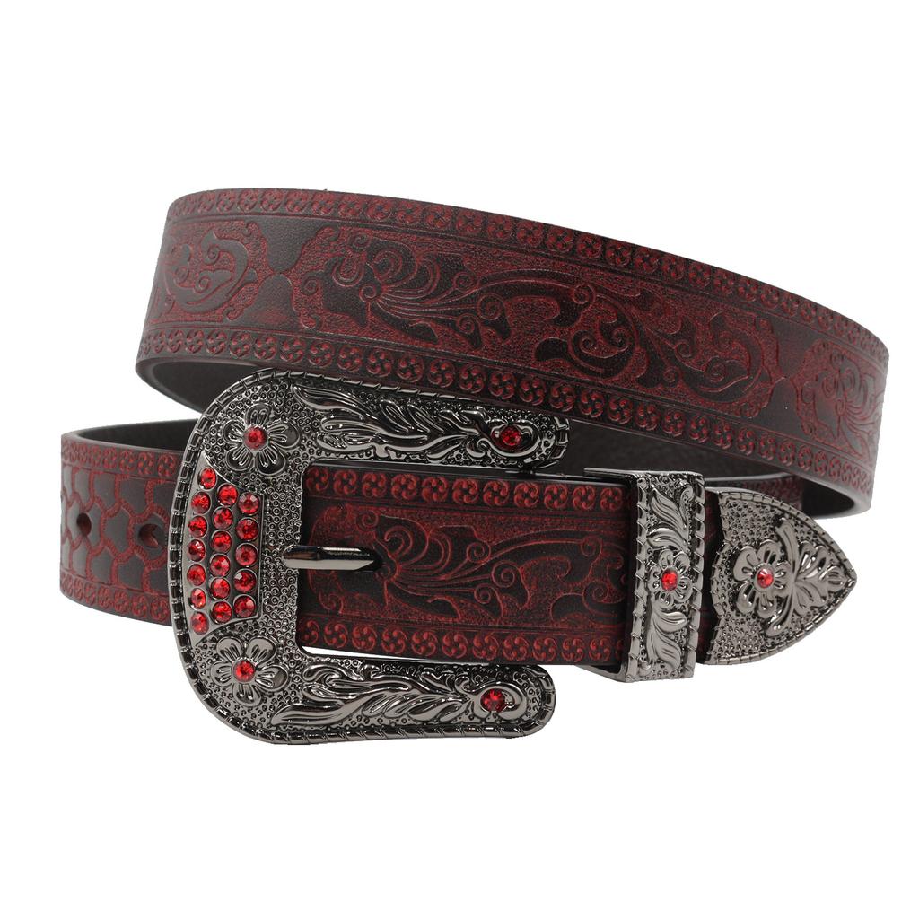 Belt First Layer Cowhide Handmade Wide Unisex Embossed Leather Jeans Casual Youth Trendy Pin Buckle Belt