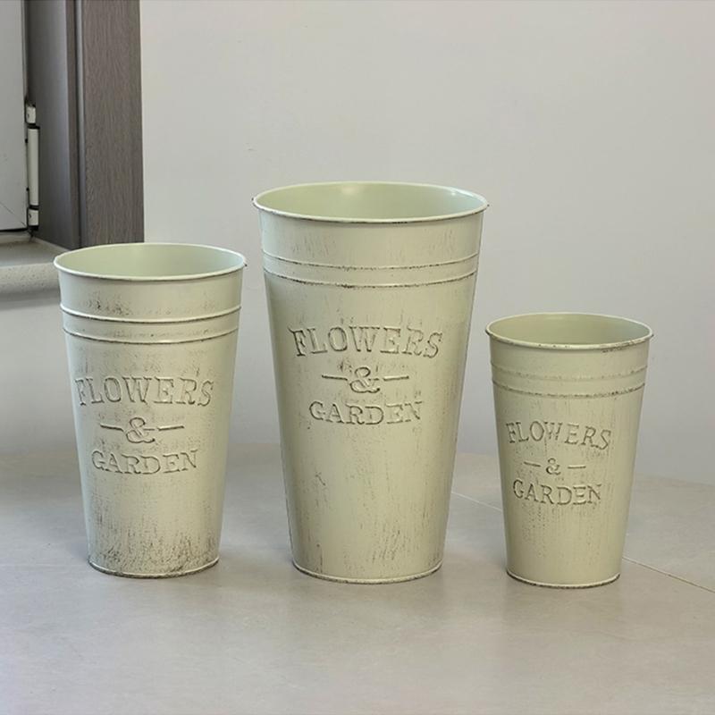 Galvanized Flower Bucket Rustics Tin Metal Vases for Flower Farmhouse Decorative Flower Bucket Vases Tin Flower Holders