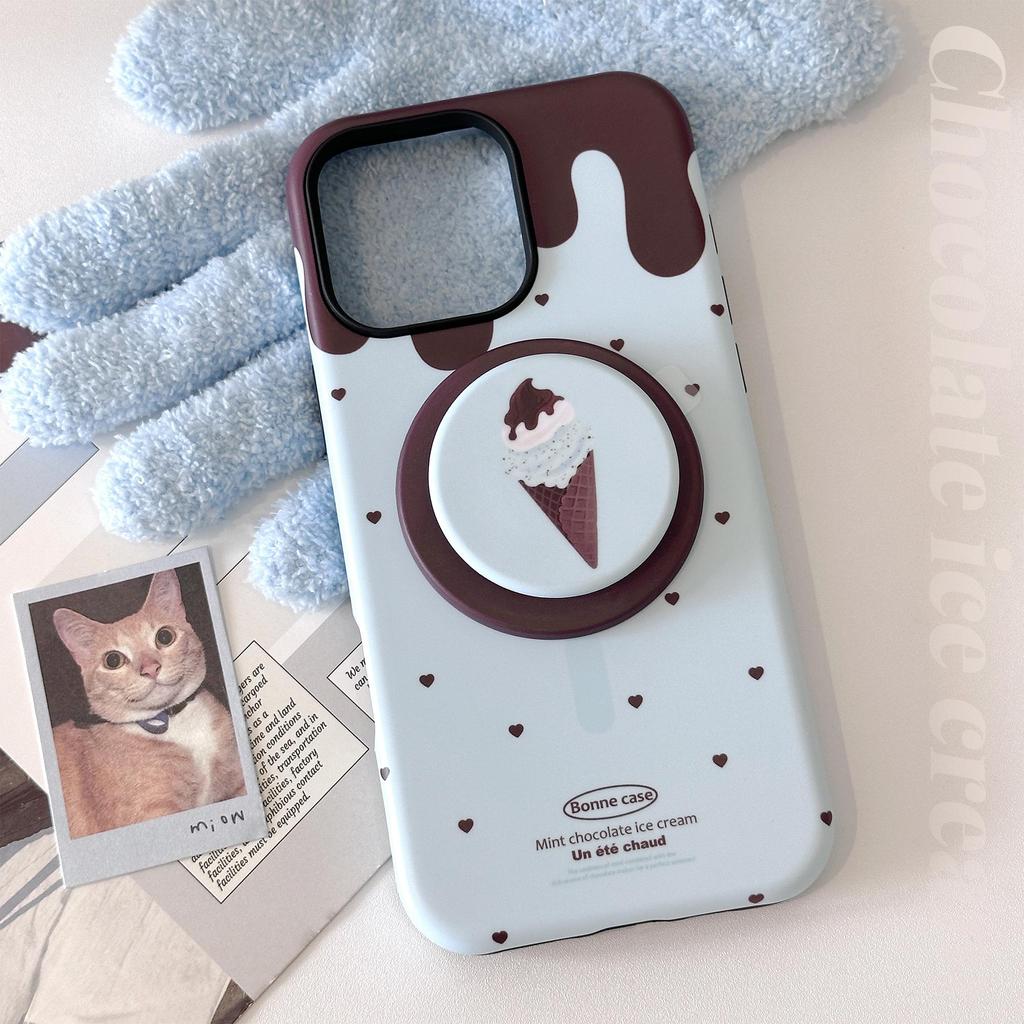 Creative Ice Cream Foldable and Retractable Stand Phone Case