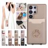 Crossbody Leather Case for For Samsung Galaxy S25Edge S25 Ultra S24 Plus S23 S22 Phone Cover Phone Case Cards Bag Lanyard Kickstand