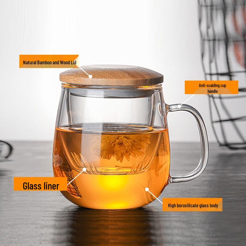Heat-Resistant Glass Tea Infuser Mug with Bamboo Lid