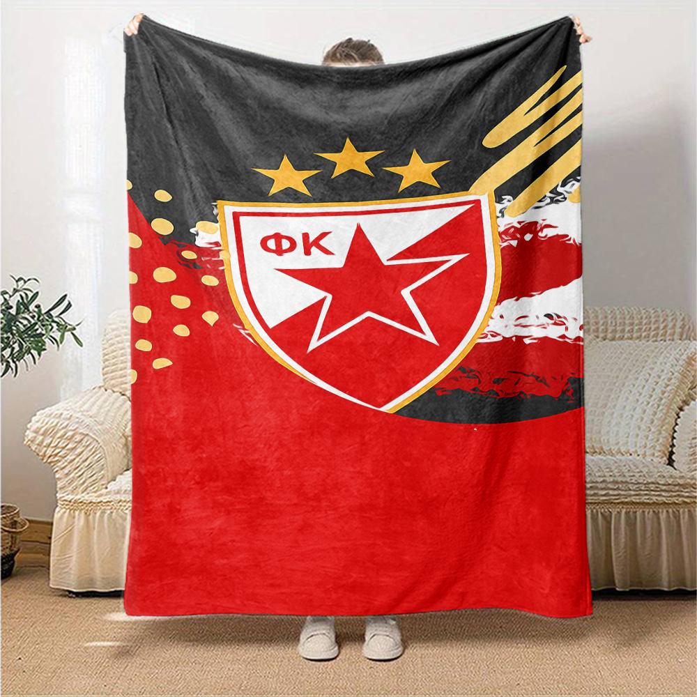 1pc Blanket - Red Star logo Print Design,Lightweight Blanket for Sofa,Bed- Soft &Warm,Gift for All Seasons