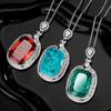 Jewelry Copper Bottom Gold-Plated Simulation Paraiba Temperament Retro About Pendant Necklace 20 * 28