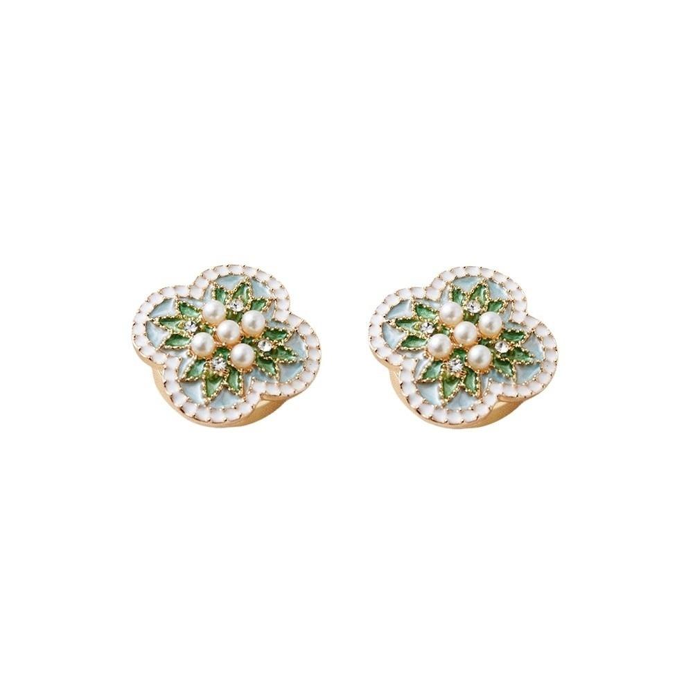 

2pcs Rhinestone Enamel Cufflinks Elegant Button Cover Clip Flower Sleeve Button Suit Accessories 2PCS Style 4