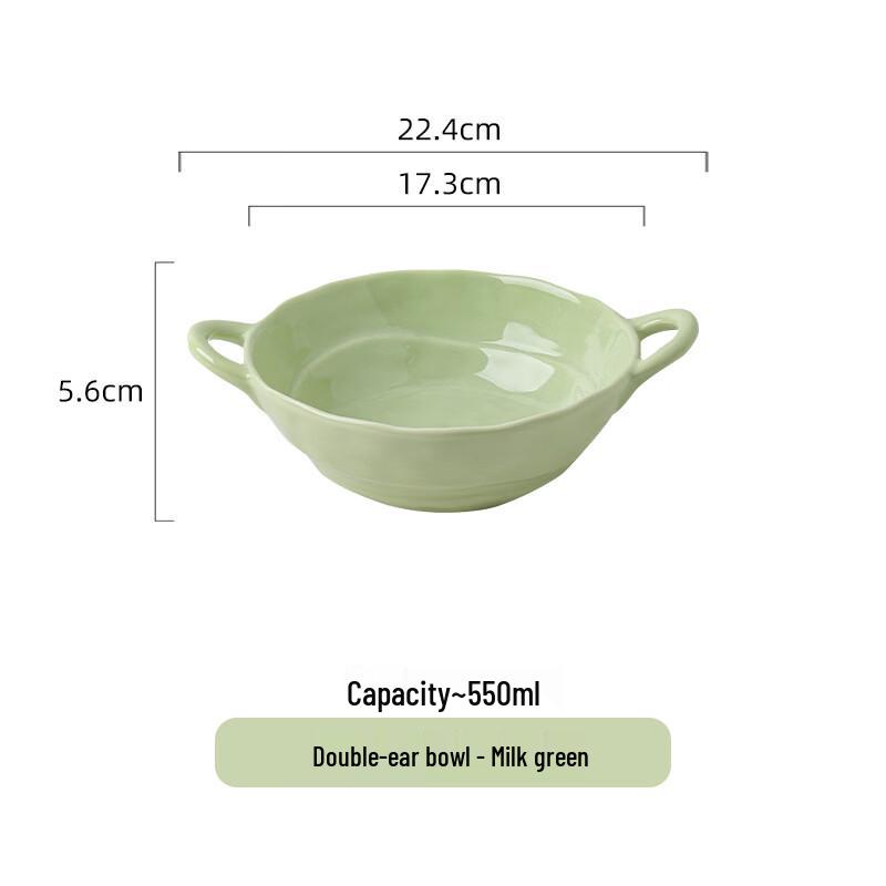 ZISIZ Retro Irregular Double-Handled Ceramic Soup Bowl