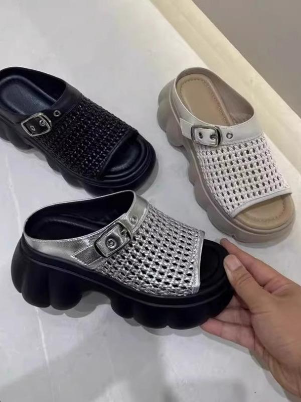 Fashion Women's Genuine Leather Shoes House Slippers Platform Slides Female Mule Pantofle Summer Mules 2025 Mules For Women 2025 Female