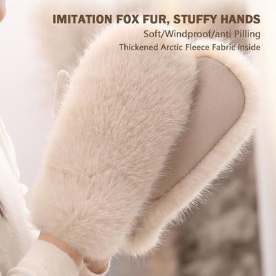 Gants en Peluche Garde au Chaud Doublure en Polaire Mitaines en Fausse Fourrure Gants d'Hiver Mignons Saison d'Hiver