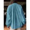 Spring and Autumn New Women's Elegant and Sweet Loose Casual Lantern Sleeve V-neck Ruffle Shirt