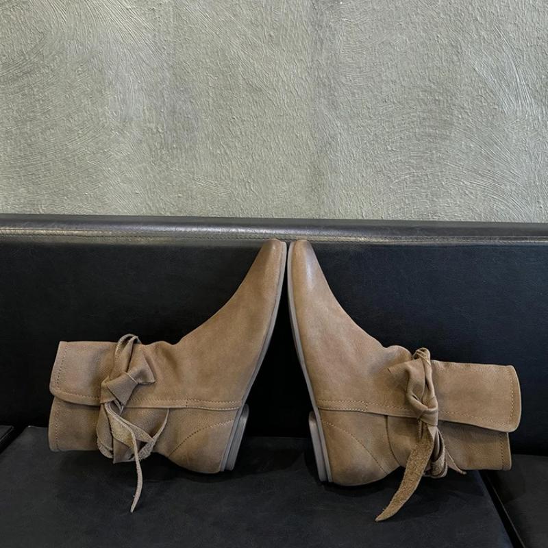 

Підвищені Челсі Чоботи Жіночі Вузол Плоска Голова Ортопедичні Чоботи Ретро Натуральна Шкіра Стрункі Західні Чоботи Модні ... 38 коричневий