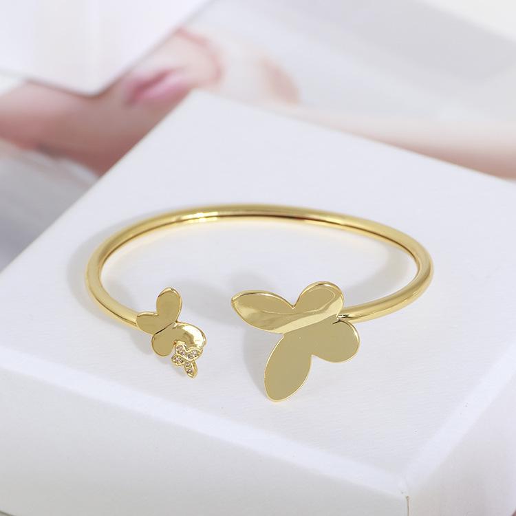

European And American Trend Jewelry Wholesale Simple Glossy Butterfly Open Bracelet For Woman Bracelet