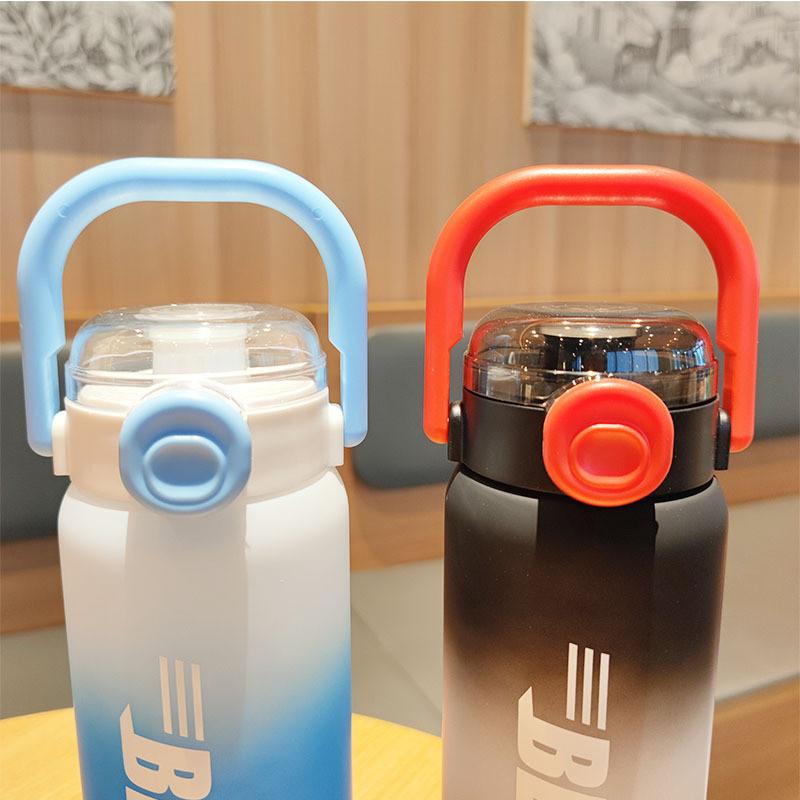 Summer Matte Gradient Plastic Drinking Cup With Straw For Home And Commuting Use