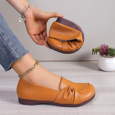 Mocassini Slip-on da Donna in Pelle Moda Primavera Autunno Scarpe da Ballo da Donna Casual Punta Rotonda Carine Ballerine Scarpe da Infermiera Sneakers