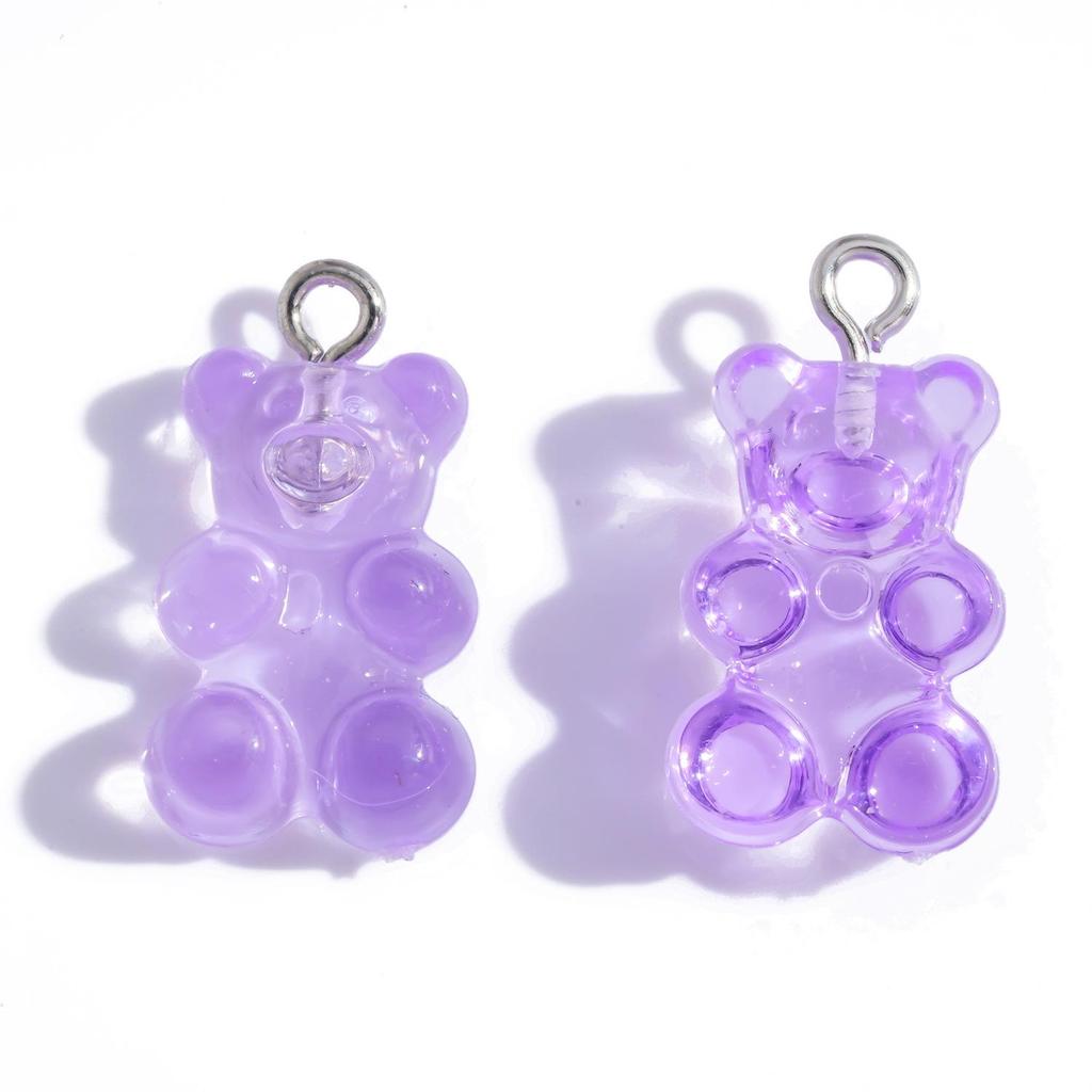Colorful Transparent Bear Resin Pendant for DIY Jewelry and Keychains