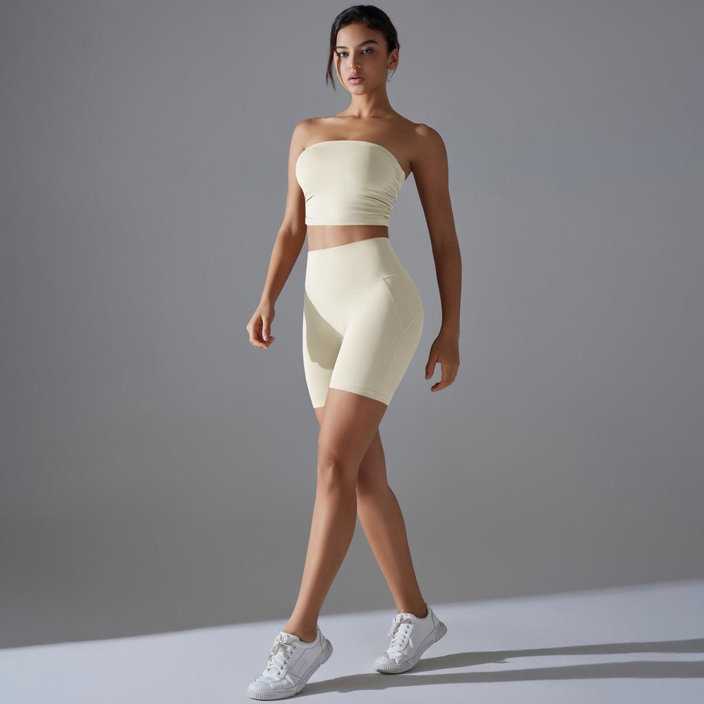 Nessaj Gym Workout Clothes Women Yoga Sportswear Peach Hip Shorts Outfit Shockproof Fitness Bra Fitness Set