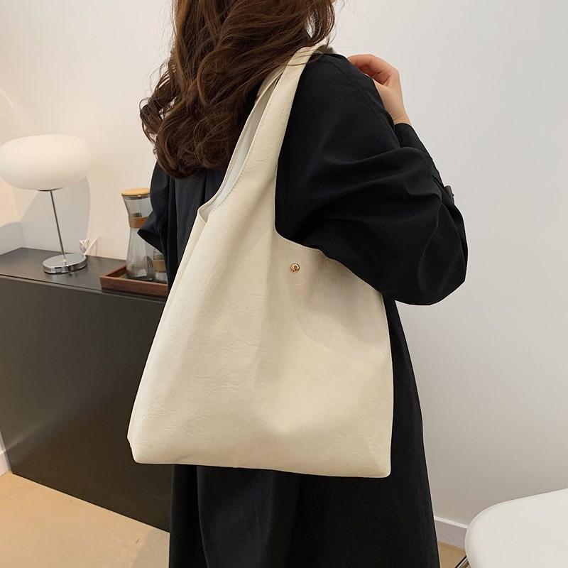 Fashionable Large Capacity Pu Tote Bag For Women Stylish Commuter Handbag In Black Silver White And Brown
