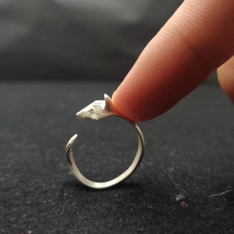 Simple Silver Fox Open Ring Ring Ring, Girl Girlfriend Animal Ring Jewelry Accessories