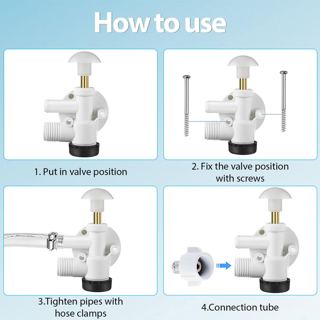 385314349 Zestaw zaworów wodnych do kampera Zespół zaworu spłuczki toaletowej do kampera Szczelny zamiennik zaworu spustowego toalety Plastikowy pedał spłuczki