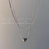 Cold wind silver double-layer love necklace women's light luxury design stacked collarbone chain Spice girl with jewelry