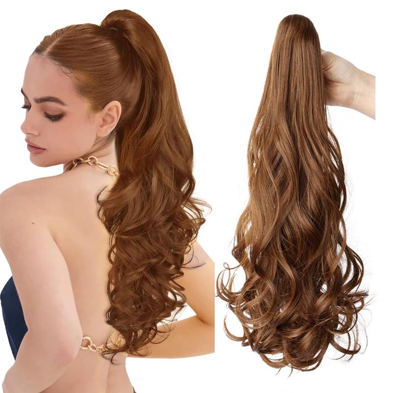 Ponytail Extension 26 Inch Claw Clip Ponytail Extension Long Wave Ponytail Extensions for Women Fluffy Natural Synthetic Hairpiece for Daily Use