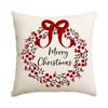 1/4Pcs Red Christmas Pillowcase, Bow Christmas Wreath, Christmas Plant Design Cushion Cover, Farmhouse Christmas Decoration