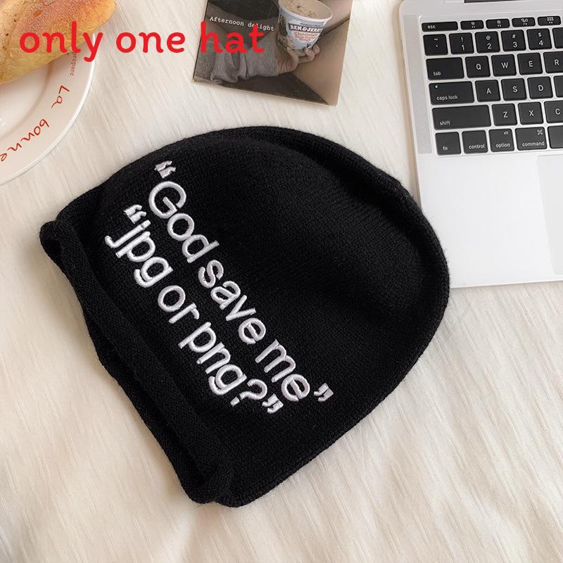 Knit Beanie Hat For Women With Alphabet Print Warm Winter Style