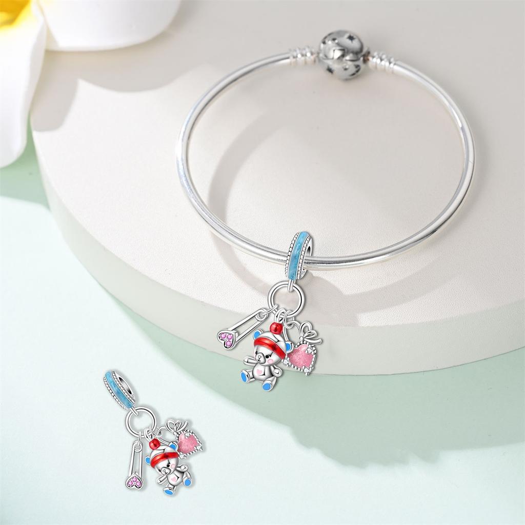 Charms Copper  Doll Bear Pendant Beads Fit Charms Plata  Original Bracelet Beads Women Jewellery Making