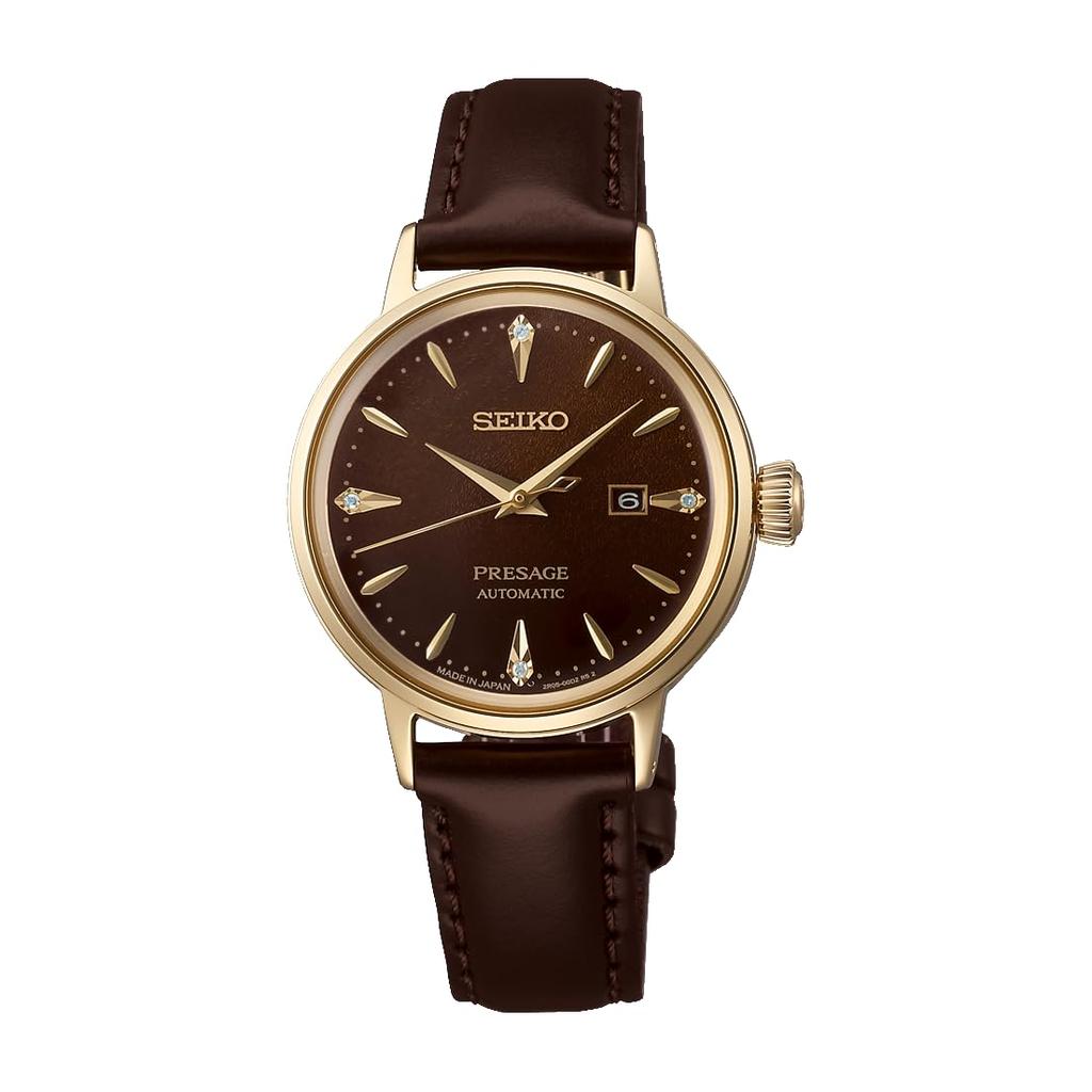Seiko Presage Cocktail Time 30mm SRRW008 Women's Watch, Brown,