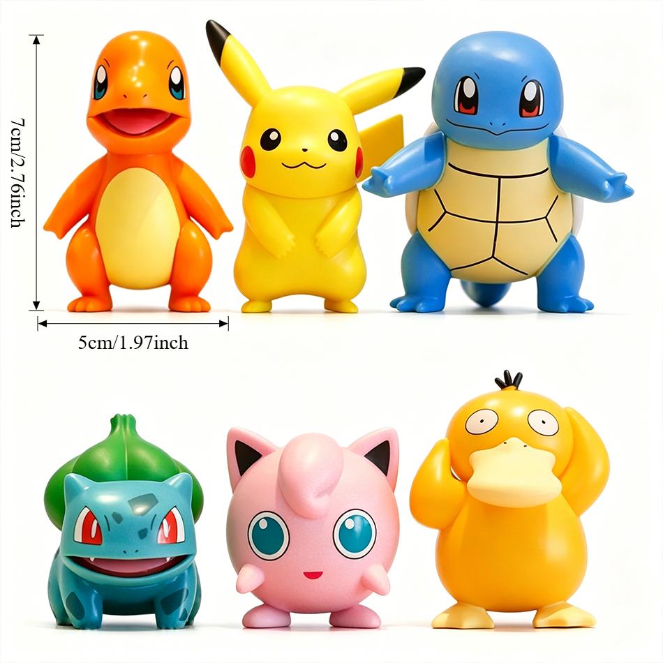 

6Pcs Pokemon Anime Figurines Pocket Monster Model Cake Decoration Topper Boys Girls Surprise Gift Party Home Desktop Decor