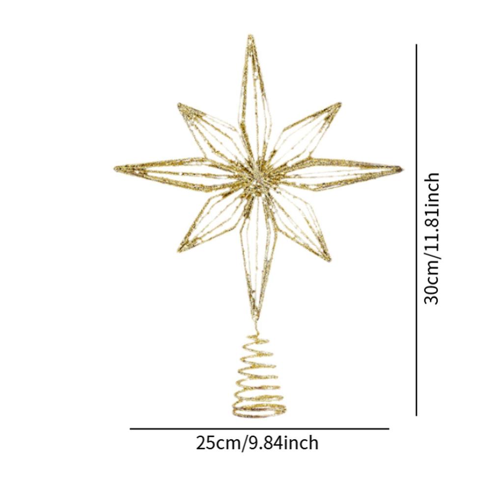 Christmas Tree Topper Star Window Display Decorative Eight Pointed Star Party Supplies New Year Luminous Sparkling Star Treetop