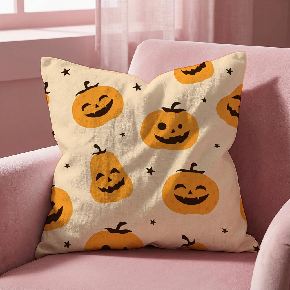 Cute Halloween scary pumpkin Cushion Cover Multi-Scene Pillow Cover for Home & Car - Reversible, Soft & Durable for Daily Use